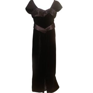 🇬🇧 LAURA ASHLEY Vintage Victorian Cap Sleeve Dress Gown Black Size 8 🇬🇧